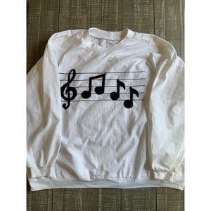 VTG 1990s Black Music Note Keys Crewneck Sweatshirt Colorful Musician Piano 2XL